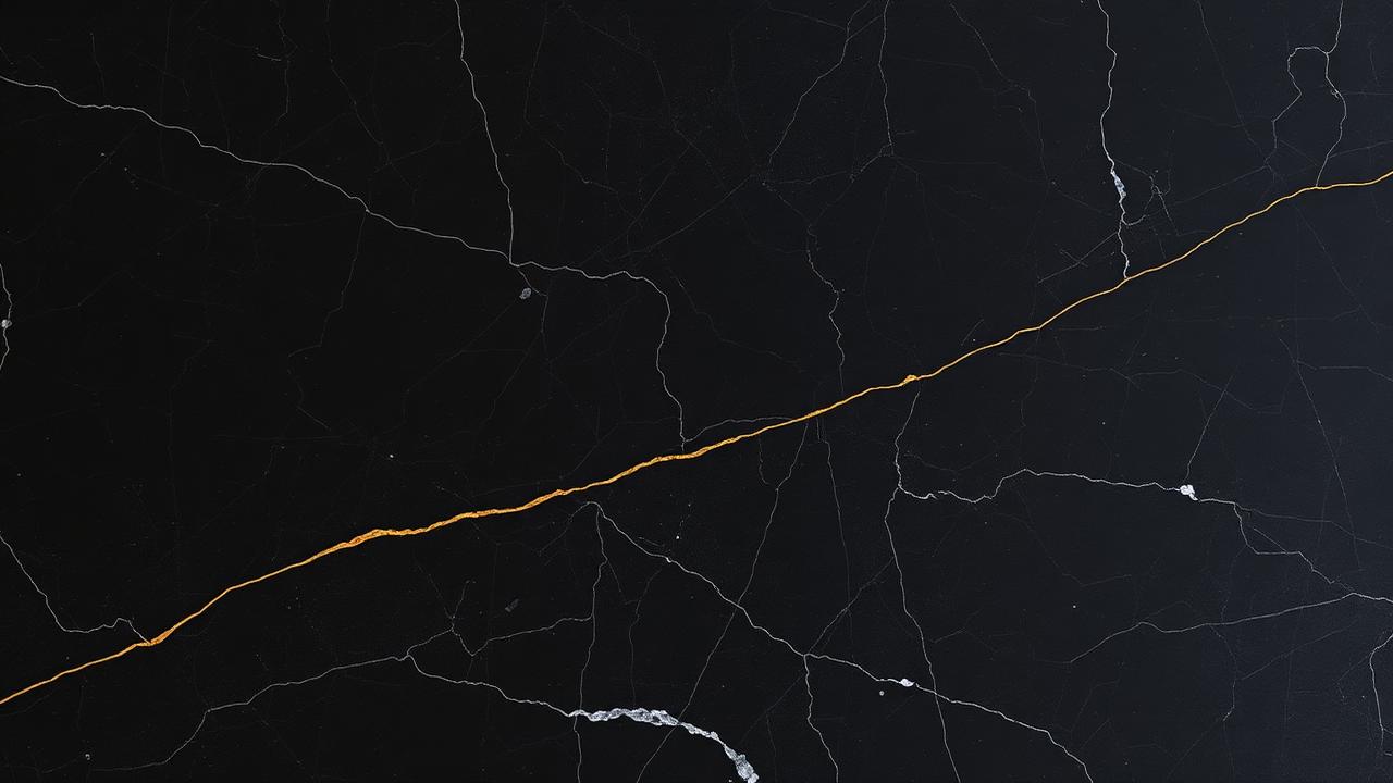 Textura de mármore Saint Laurent preto com veios dourados na Marmoraria Masetti Chapecó