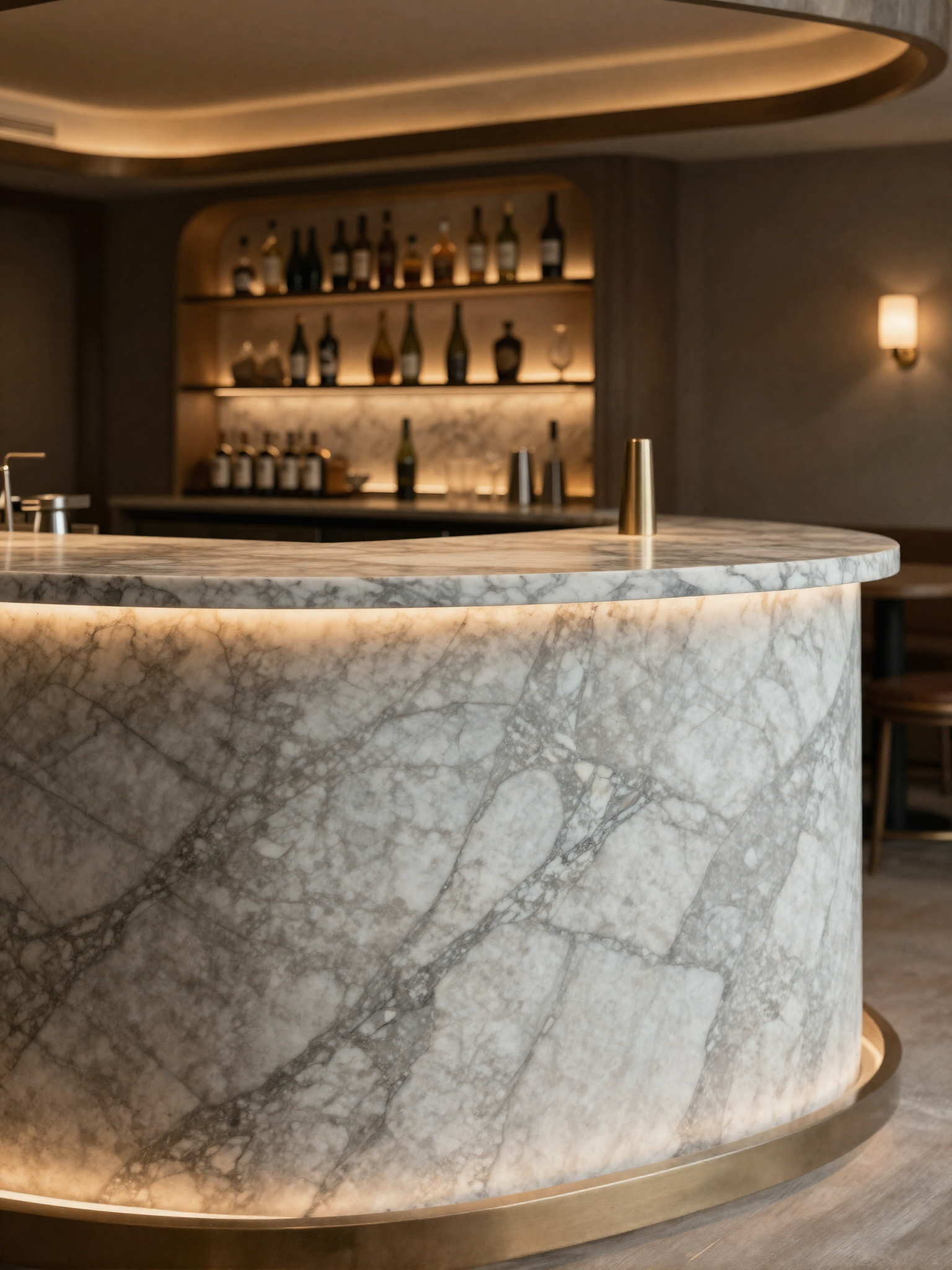 Bar de restaurante em Mármore Carrara - Marmoraria Masetti Chapecó